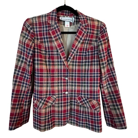 Bobbie Brooks Jackets & Blazers - Vintage Bobbie Brooks Blazer Tartan Plaid USA Union Made Small Holiday FLAW